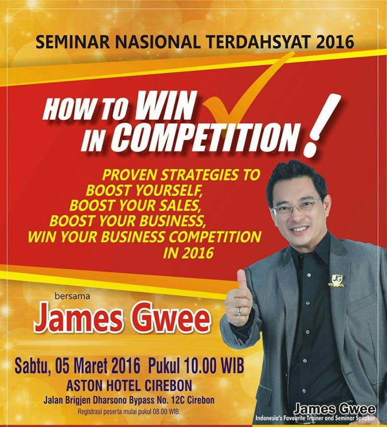 5 Maret, Seminar James Gwee Hadir di Cirebon